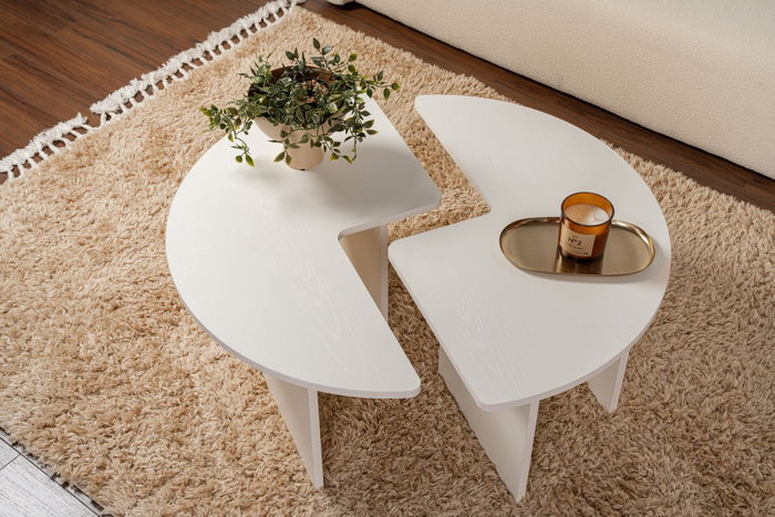 Nordure Mesa de Café Blanca de Madera Ø90x41cm 18mm Tablero de Partículas Melamina